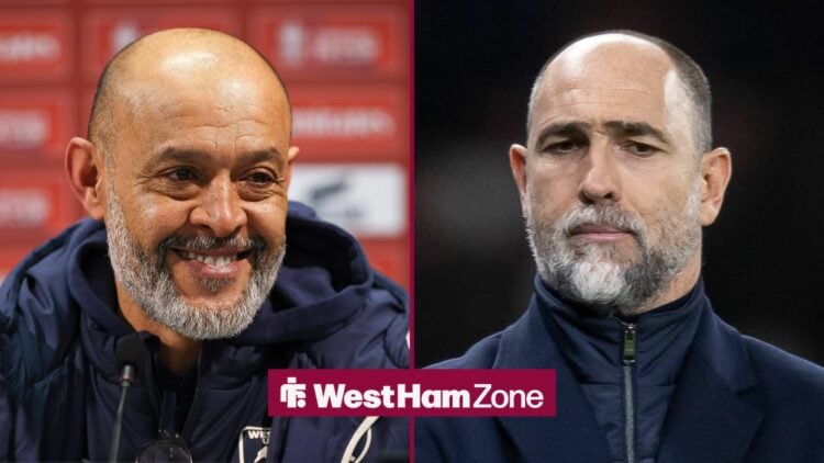 Nuno Espirito Santo smiling alongside a nervous looking Igor Tudor