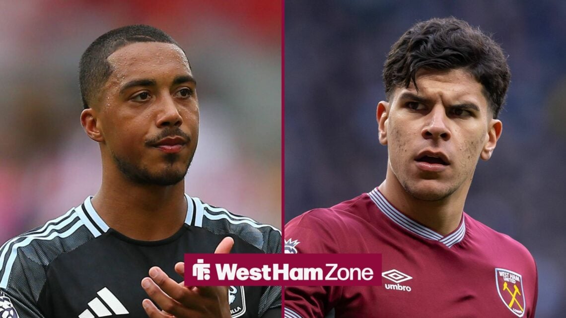 Youri Tielemans smiling alongside Mateus Fernandes