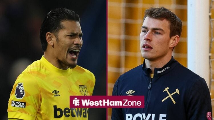 Alphonse Areola barks instructions as Mads Hermansen looks on