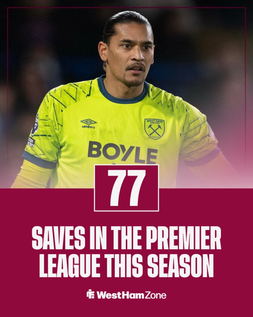 Alphonse Areola's saves in the Premier League this season.