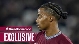 Crysencio Summerville in action for West Ham vs Brentford.