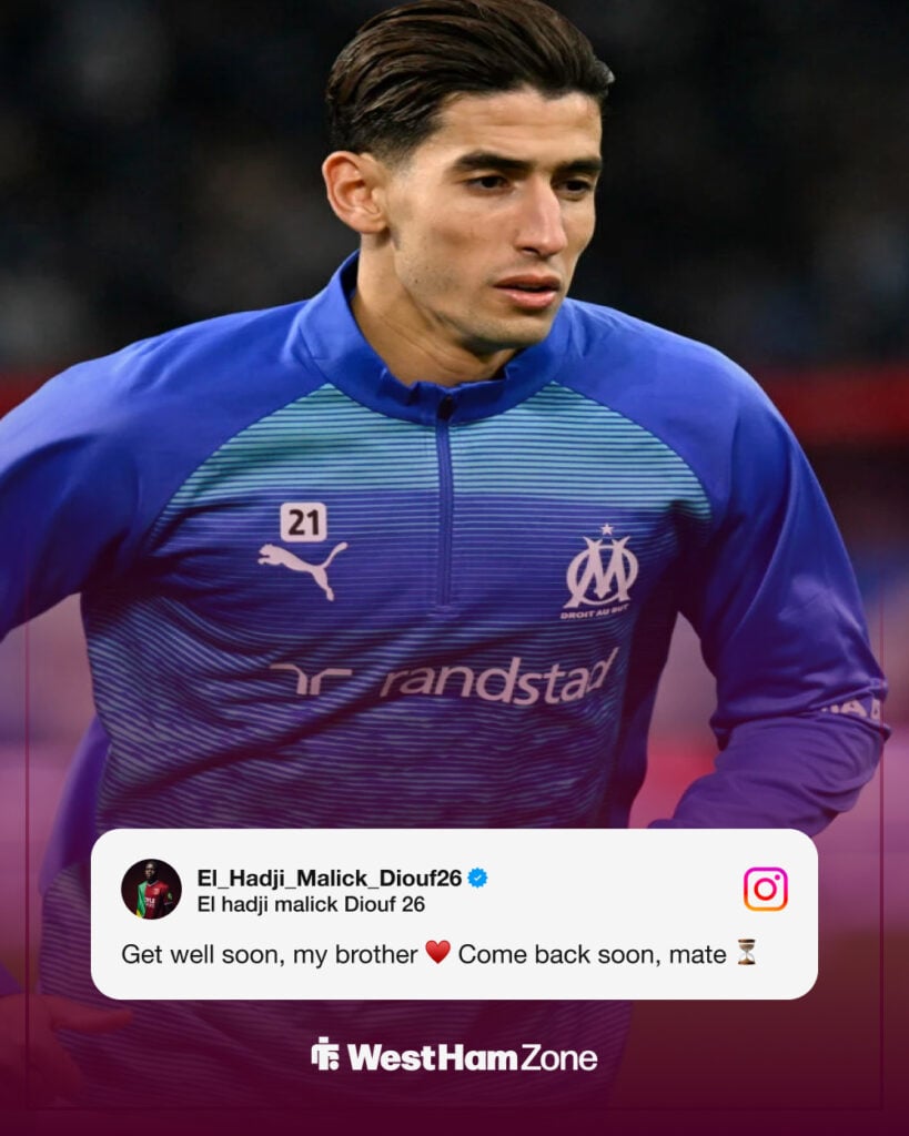 El Hadji Malick Diouf message to Nayef Aguerd on Instagram, March 2026