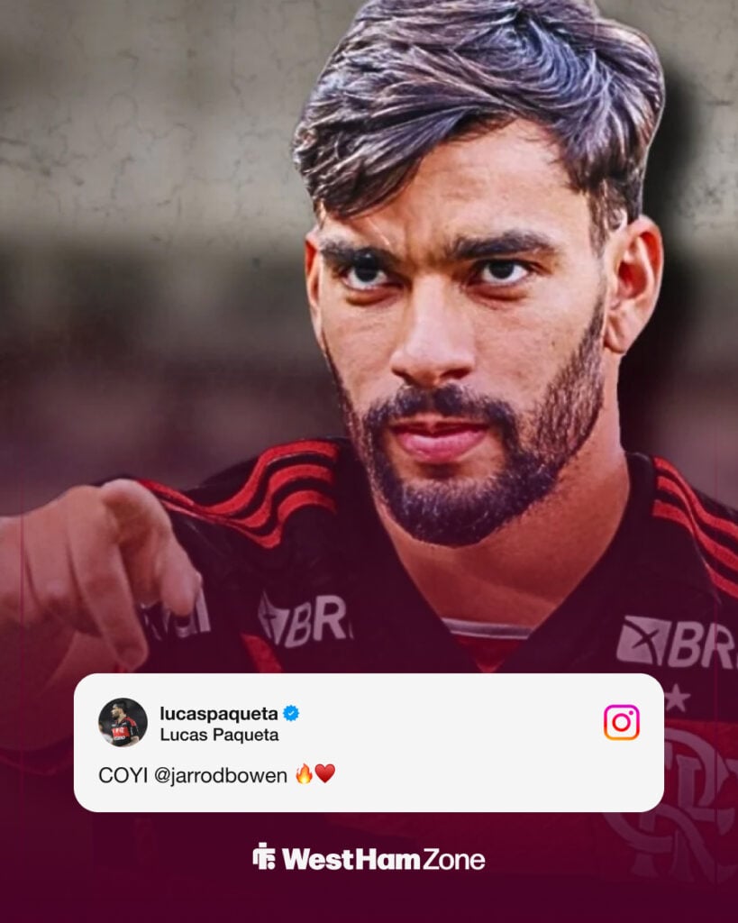 Lucas Paqueta Instagram message to Jarrod Bowen, March 2026