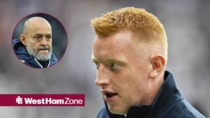 Will Still looking towards a circular frame inset of Nuno Espirito Santo