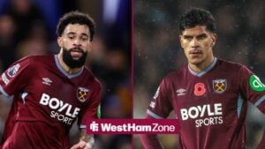 Pablo Felipe of West Ham during the Chelsea vs West Ham United Premier League match, Mateus Fernandes of West Ham United during the Premier League match Leeds United vs West Ham.