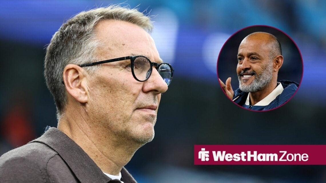 Paul Merson ahead of the Premier League match between Manchester City and Arsenal, Nuno Espirito Santo manager of West Ham United applauds the trav...