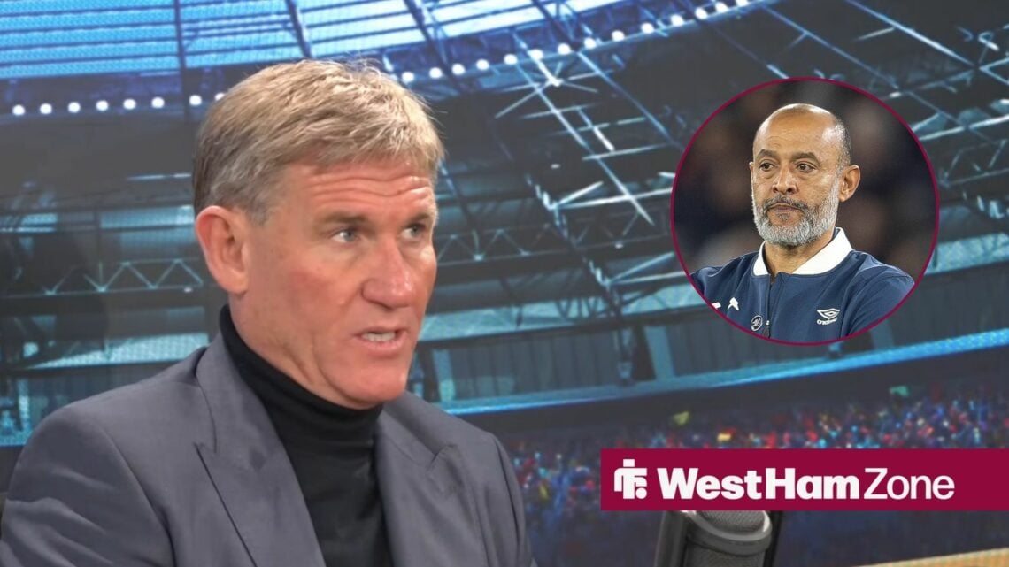 Simon Jordan looking concerned live on talkSPORT, West Ham boss Nuno Espirito Santo looking glum.