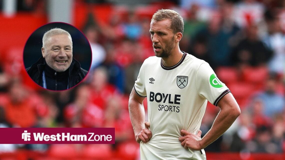 Tomas Soucek of West Ham United during the Nottingham Forest FC v West Ham United match, Ally McCoist before the Champions League match between Man...