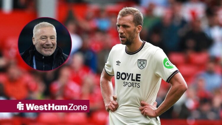 Tomas Soucek of West Ham United during the Nottingham Forest FC v West Ham United match, Ally McCoist before the Champions League match between Man...