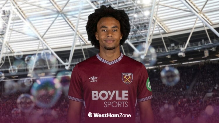 Joshua Zirkzee in a West Ham kit