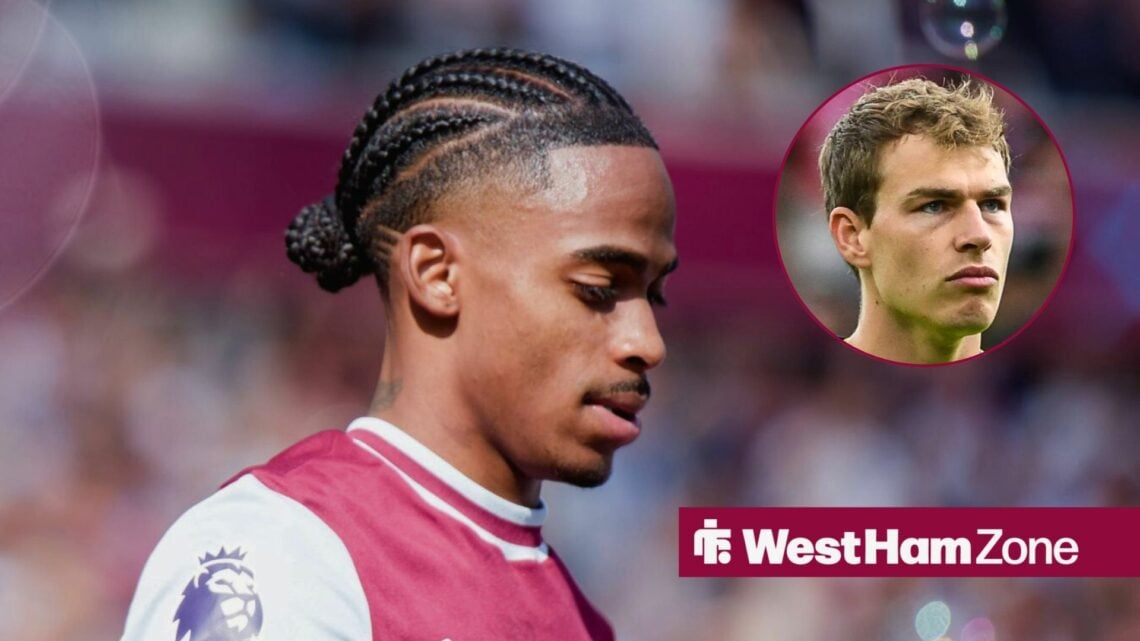 West Ham forward Crysencio Summerville and Mads Hermansen in circular inset