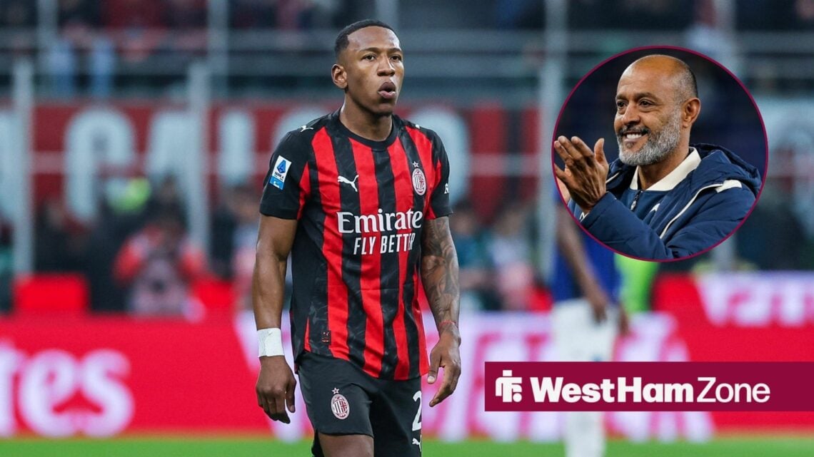 Pervis Estupinan looks at a circular inset of Nuno Espirito Santo.