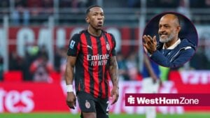 Pervis Estupinan looks at a circular inset of Nuno Espirito Santo.