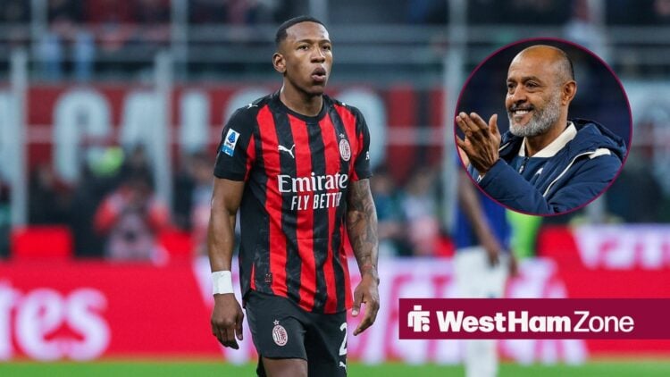 Pervis Estupinan looks at a circular inset of Nuno Espirito Santo.