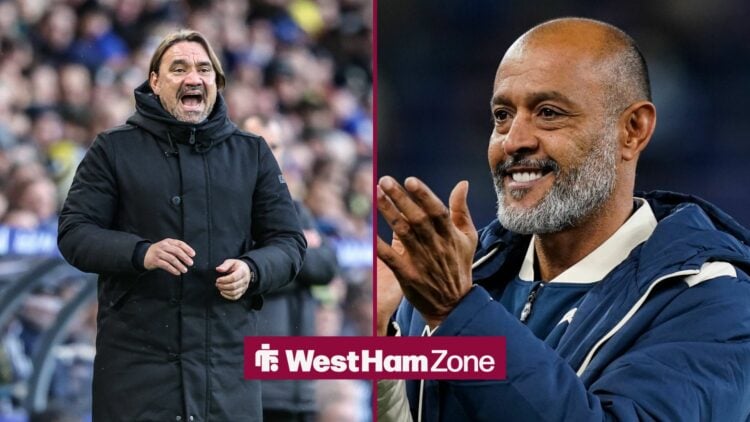 A 50/50 split image of Daniel Farke and Nuno Espirito Santo.