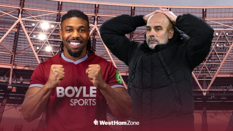 Adama Traore looking happy alongside a frustrated Pep Guardiola.