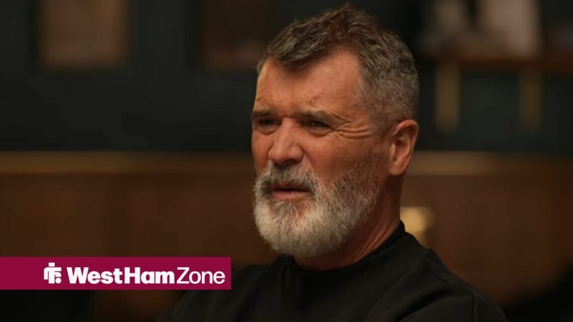 Roy Keane speaking on The Overlap looking annoyed