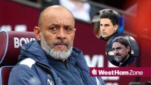 Nuno Espirito Santo looks concerned with Mikel Arteta and Daniel Farke (inset)