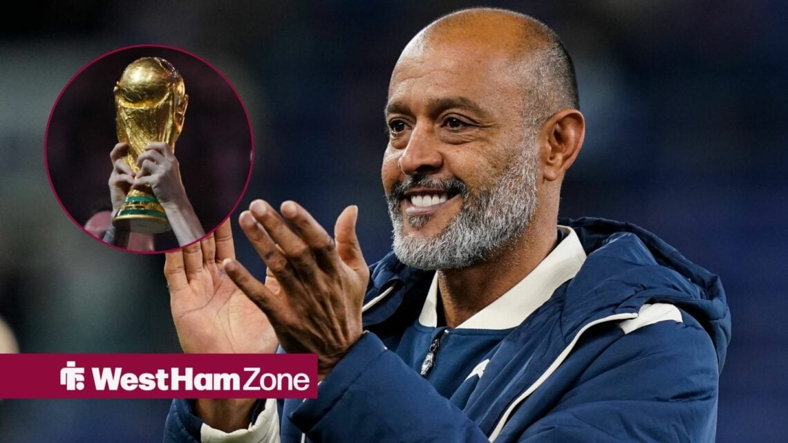 Nuno Espirito Santo looking happy with World Cup in circular inset