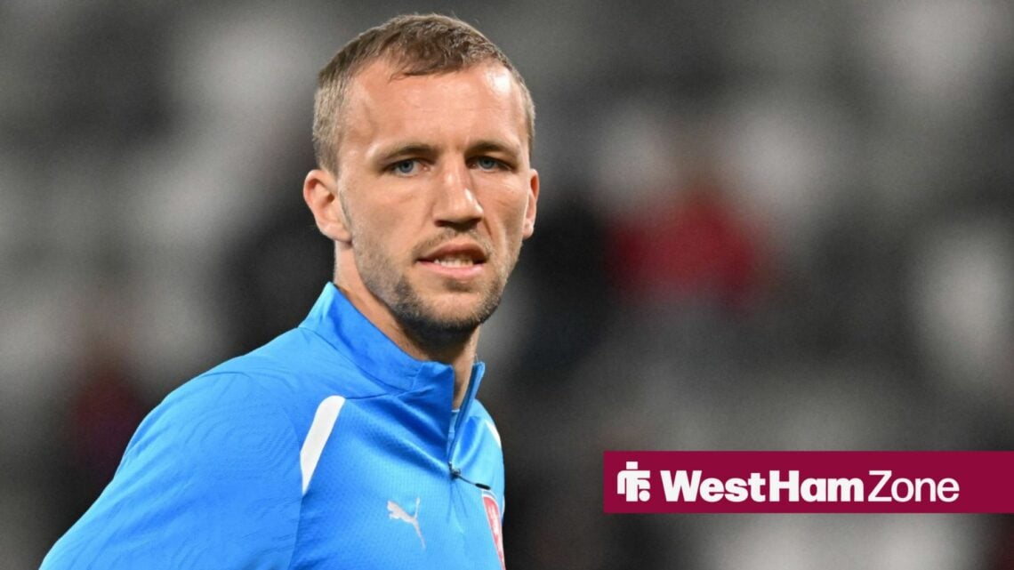 West Ham's Tomas Soucek warming up for Czechia