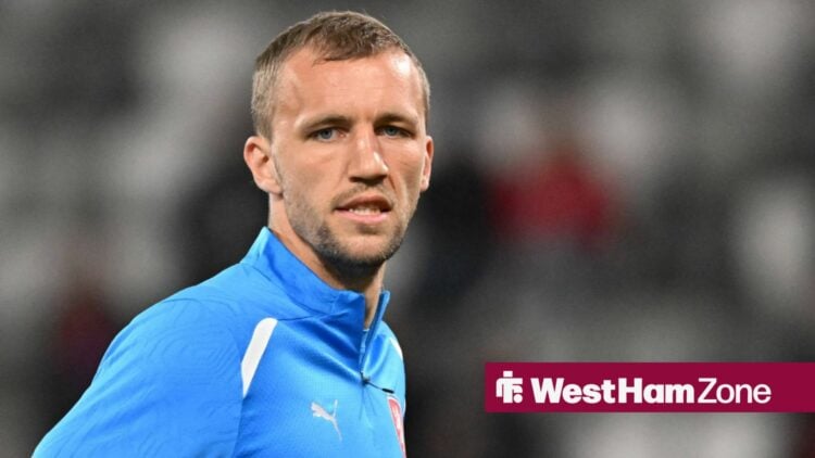 West Ham's Tomas Soucek warming up for Czechia
