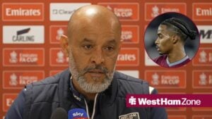 Nuno Espirito Santo looks on with Crysencio Summerville in circular inset