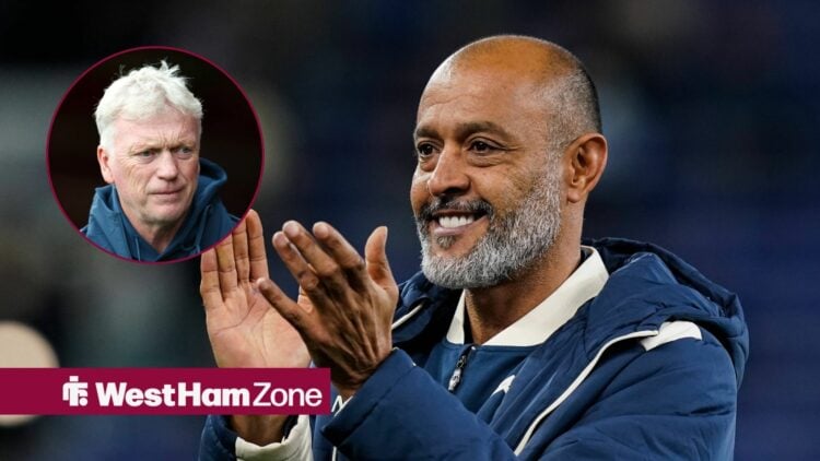 Nuno Espirito Santo applauding fans with David Moyes in circular inset
