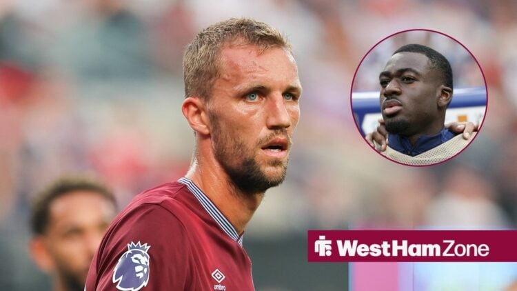 Tomas Soucek looks on with Youssouf Fofana in circular inset