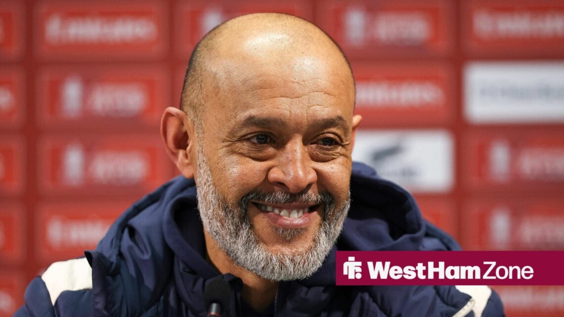 Nuno Espirito Santo smiling as West Ham manager