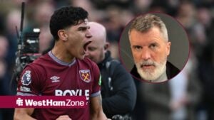 Mateus Fernandes celebrates, with Roy Keane (inset)