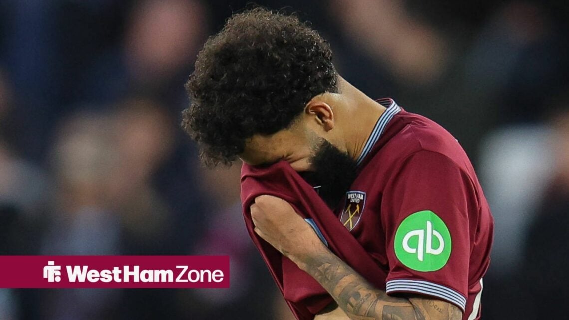 Pablo Felipe of West Ham United reacts after missing a penalty during the penalty shoot-out during the FA Cup match between West Ham United and Lee...