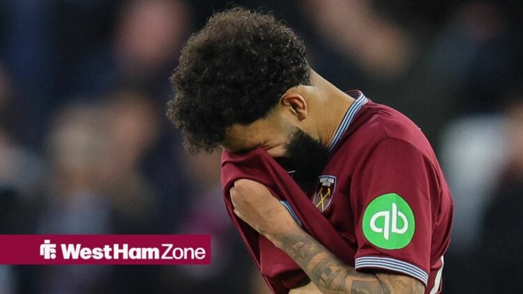 Pablo Felipe of West Ham United reacts after missing a penalty during the penalty shoot-out during the FA Cup match between West Ham United and Lee...