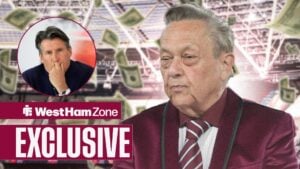 David Sullivan ahead of London Stadium and Seb Coe in circular inset