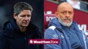 Split image of Crystal Palace manager Oliver Glasner and West Ham boss Nuno Espirito Santo