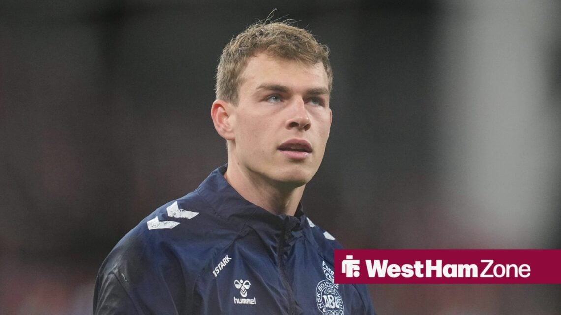 Mads Hermansen wearing the training kit of the Danish national team.