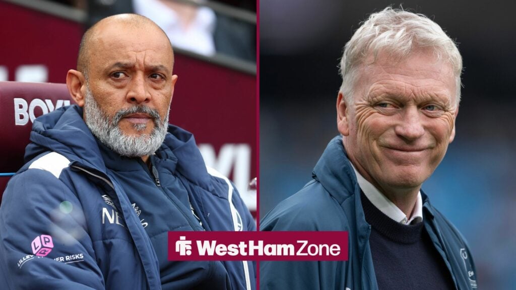 A 50-50 split image of Nuno Espirito Santo and David Moyes.
