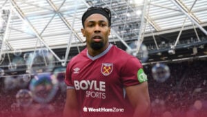 Adama Traore at London Stadium in West Ham kit