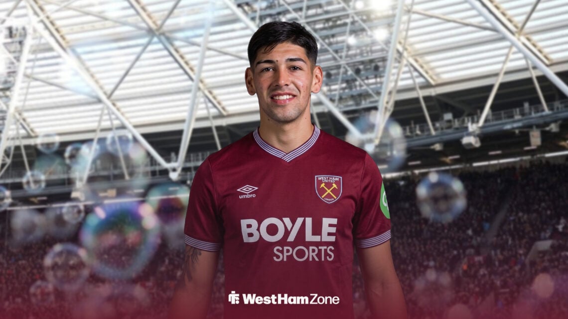 Lautaro Rivero in a West Ham kit at London Stadium