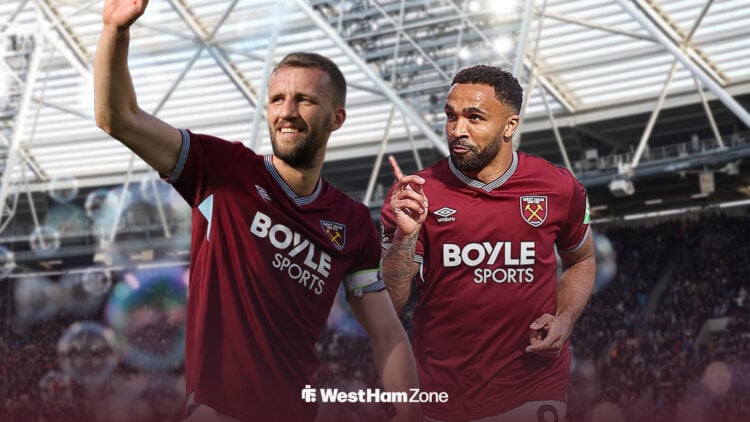 Tomas Soucek and Callum Wilson at London Stadium