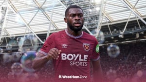 Youssouf Fofana in a West Ham kit at London Stadium
