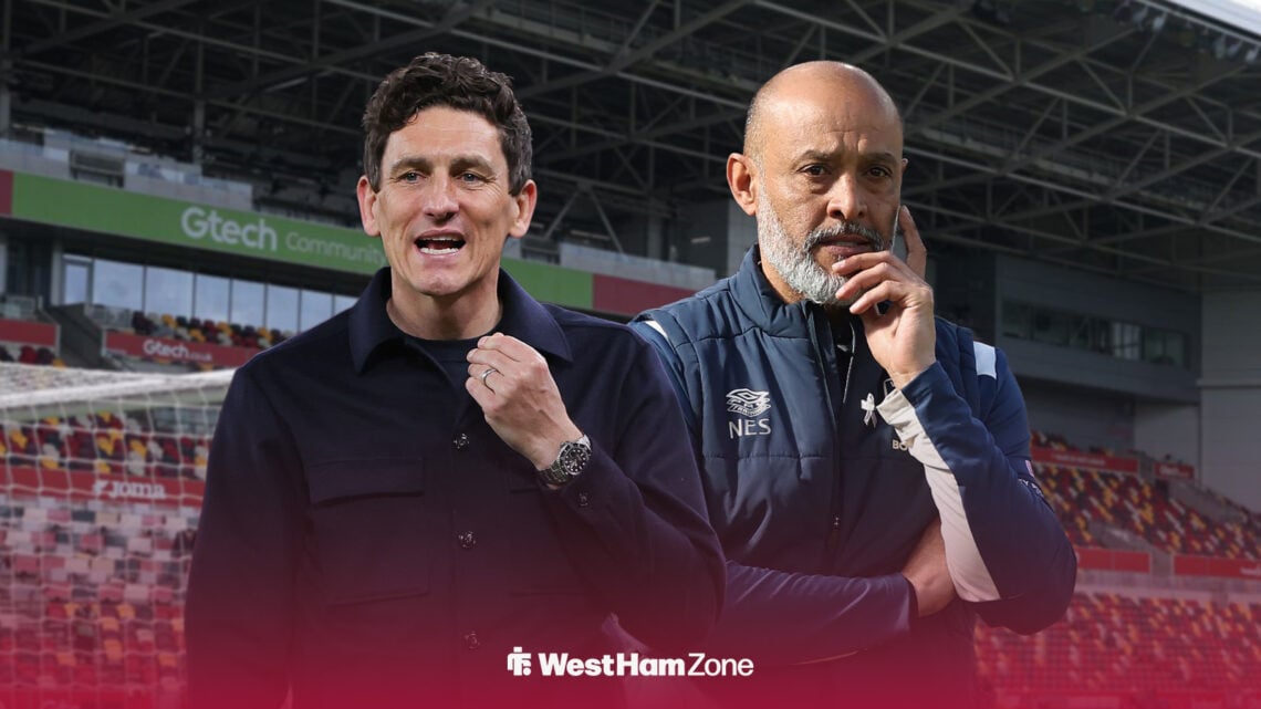 Keith Andrews and Nuno Espirito at the Gtech Community Stadium.