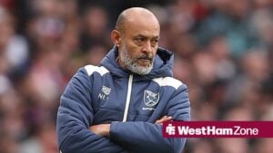 Nuno Espirito Santo on the West Ham touchline