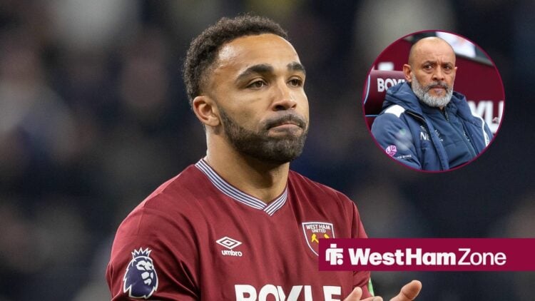 Callum Wilson in action for West Ham as Nuno Espirito Santo looks on