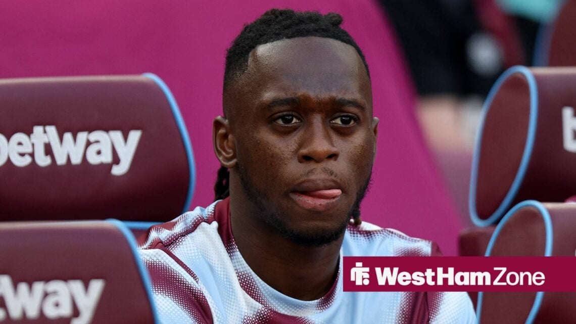 Aaron Wan-Bissaka sitting on the West Ham bench