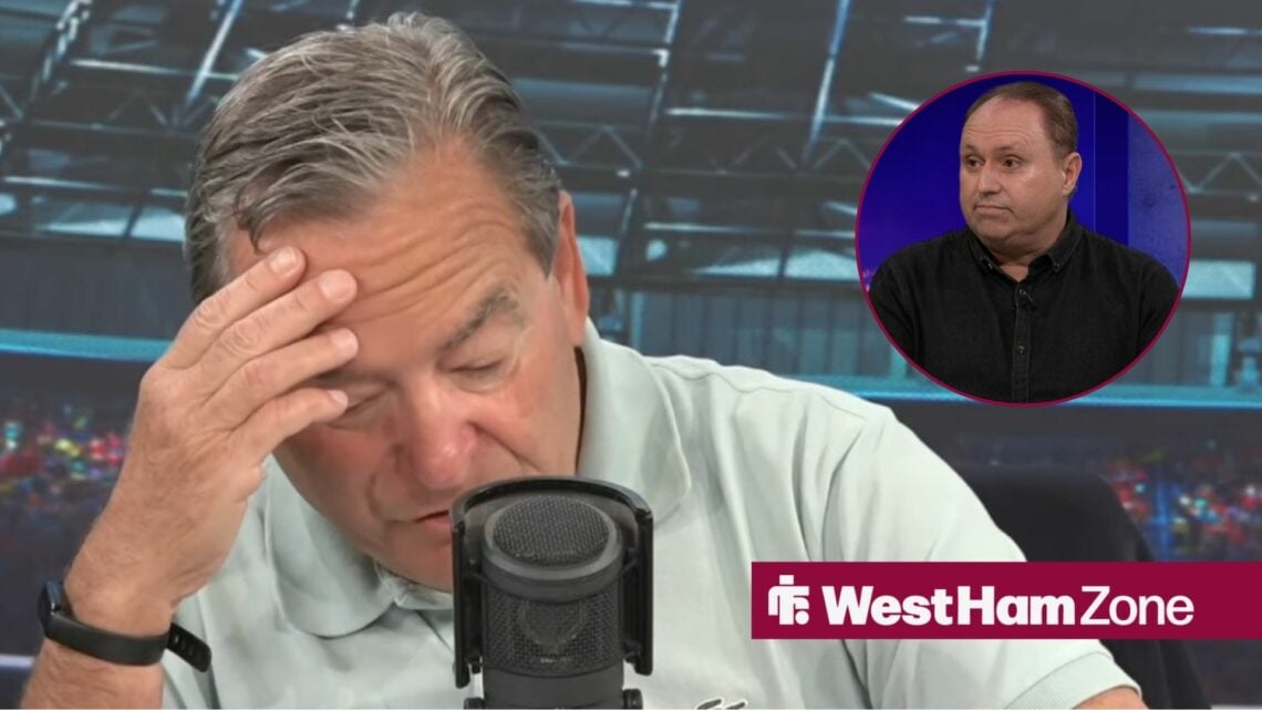 Jeff Stelling looking annoyed on talkSPORT towards a circle inset of Darren Cann speaking on Match of the Day