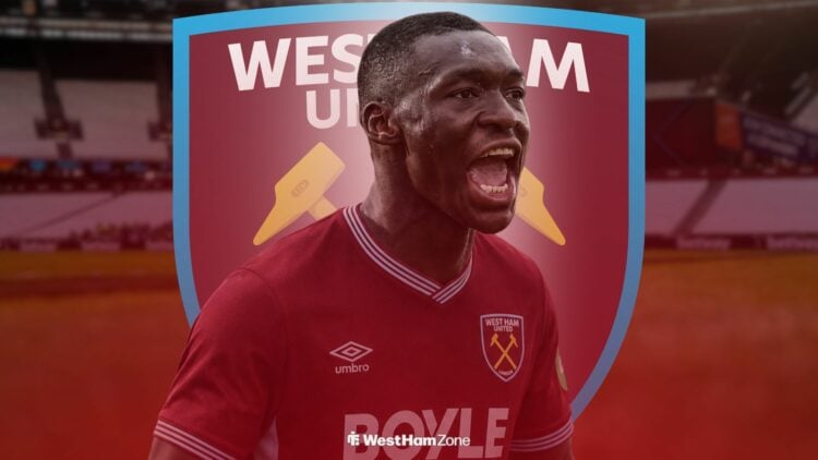 Pape Moussa Fall in a West Ham shirt