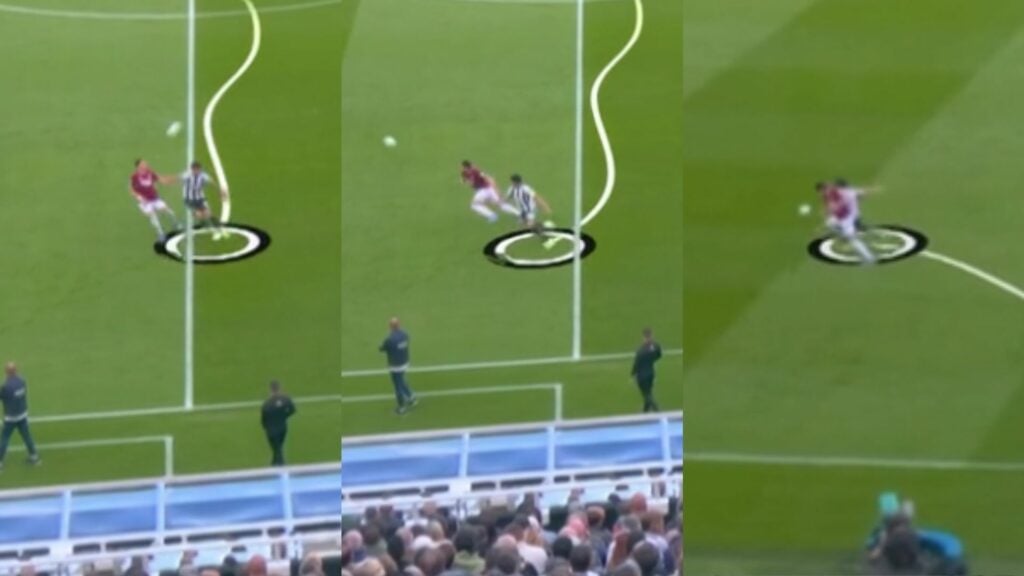 Konstantinos Mavropanos and Will Osula battle in Newcastle United vs West Ham