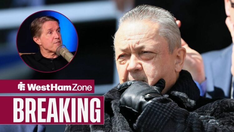 Christian Purslow looking at West Ham United owner David Sullivan, who is watching a Premier League match at the London Stadium.