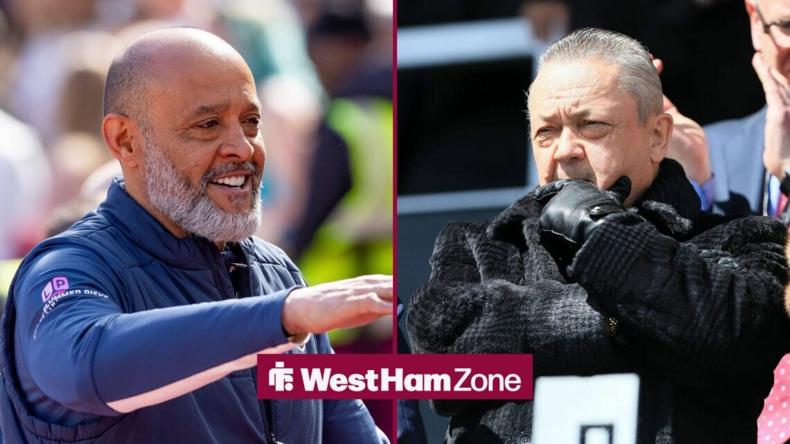 Nuno Espirito Santo for West Ham with David Sullivan looking on for West Ham