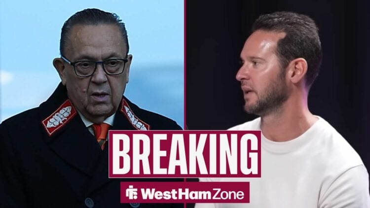 West Ham owner David Sullivan looking in the direction of former Hammers star Matt Jarvis.